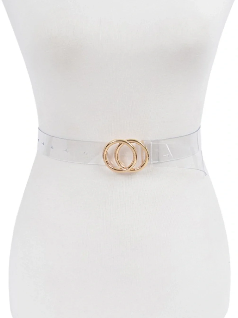 Transparent Double Ring Buckle Skinny Statement Belt